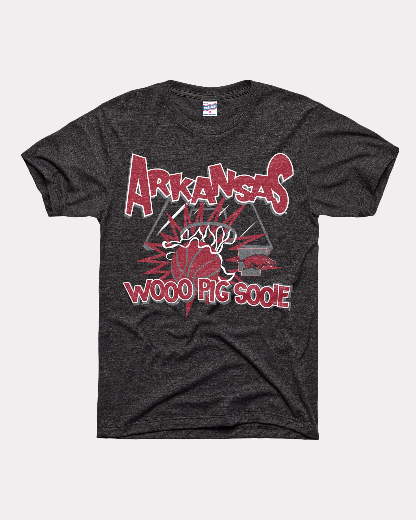 Arkansas Woo Pig Sooie Basketball Slam Black Tee