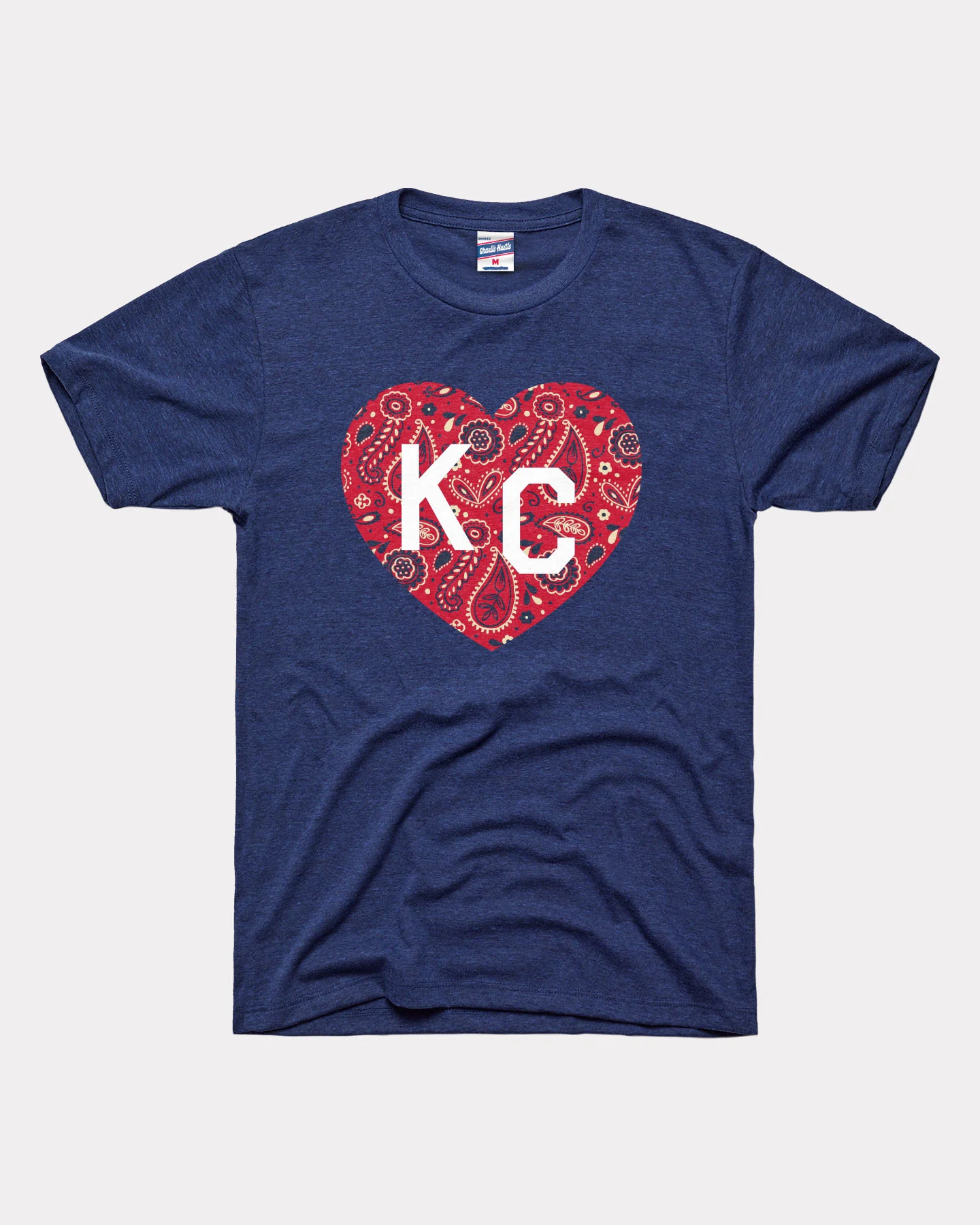 Bandana Print KC Heart Heather Navy T-Shirt