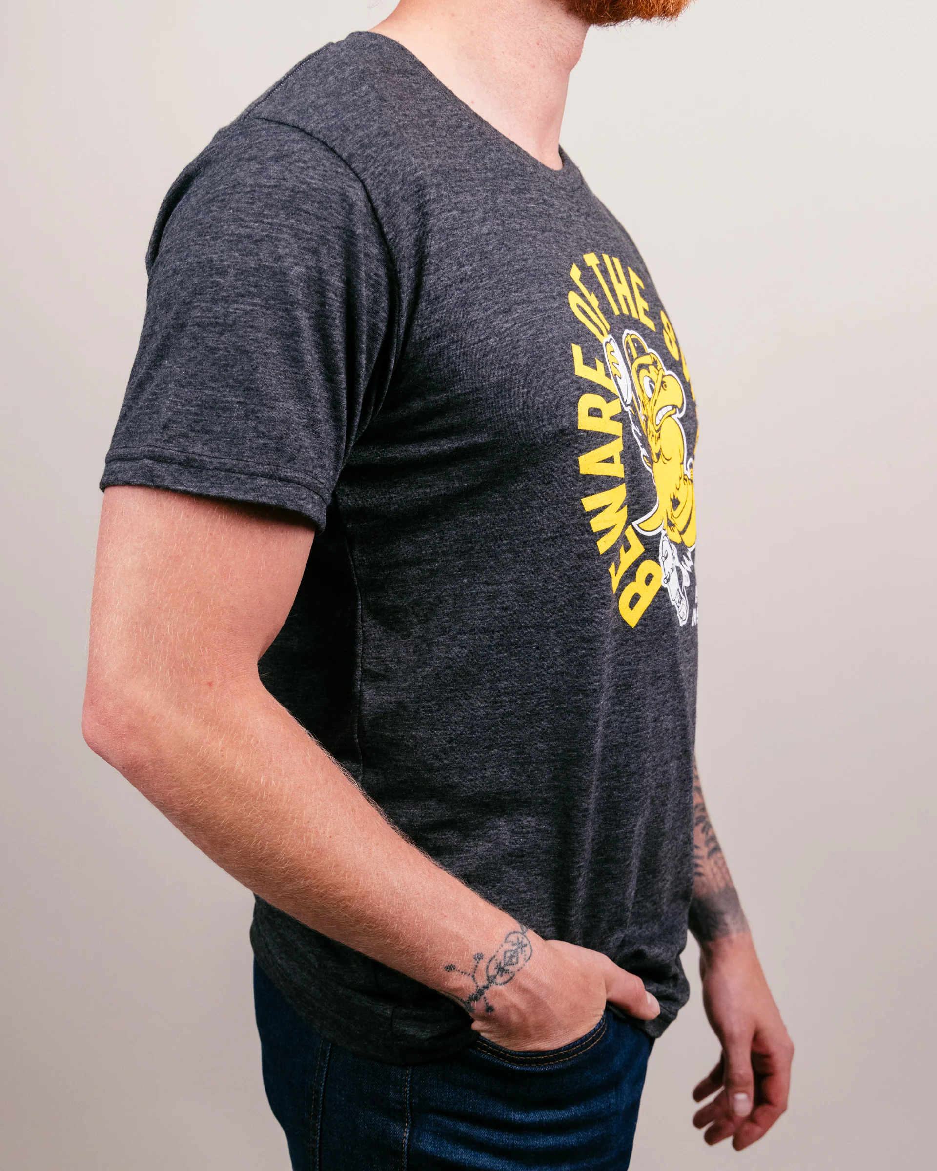 Beware the Swarm Iowa Football Black T-Shirt - Image 3