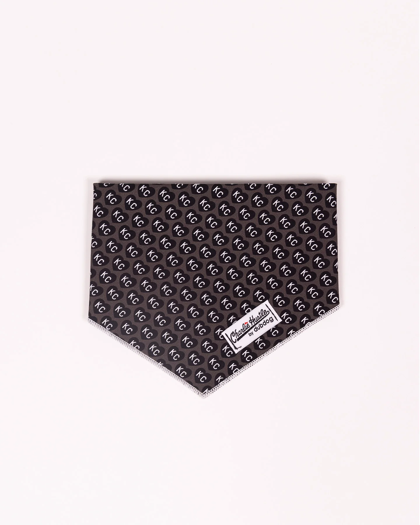 Black KC Heart Dog Bandana