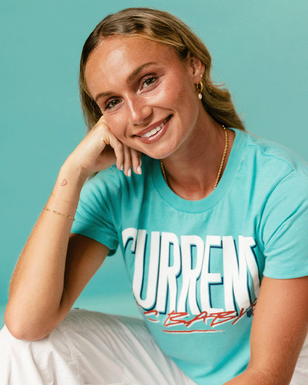 Current KC Baby Script Teal Crop Top - Image 3