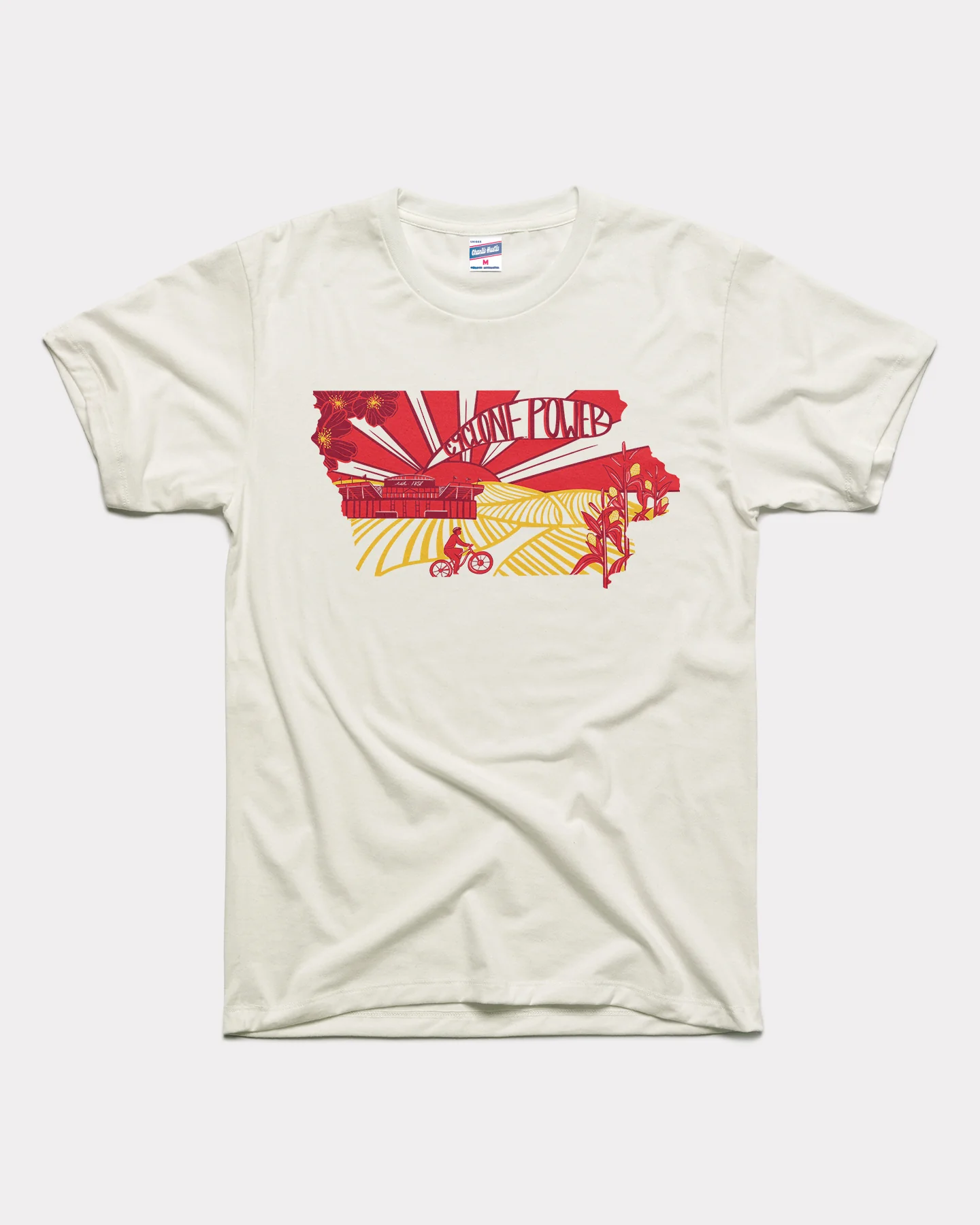 Cyclone Power Iowa Outline Vintage White T-Shirt