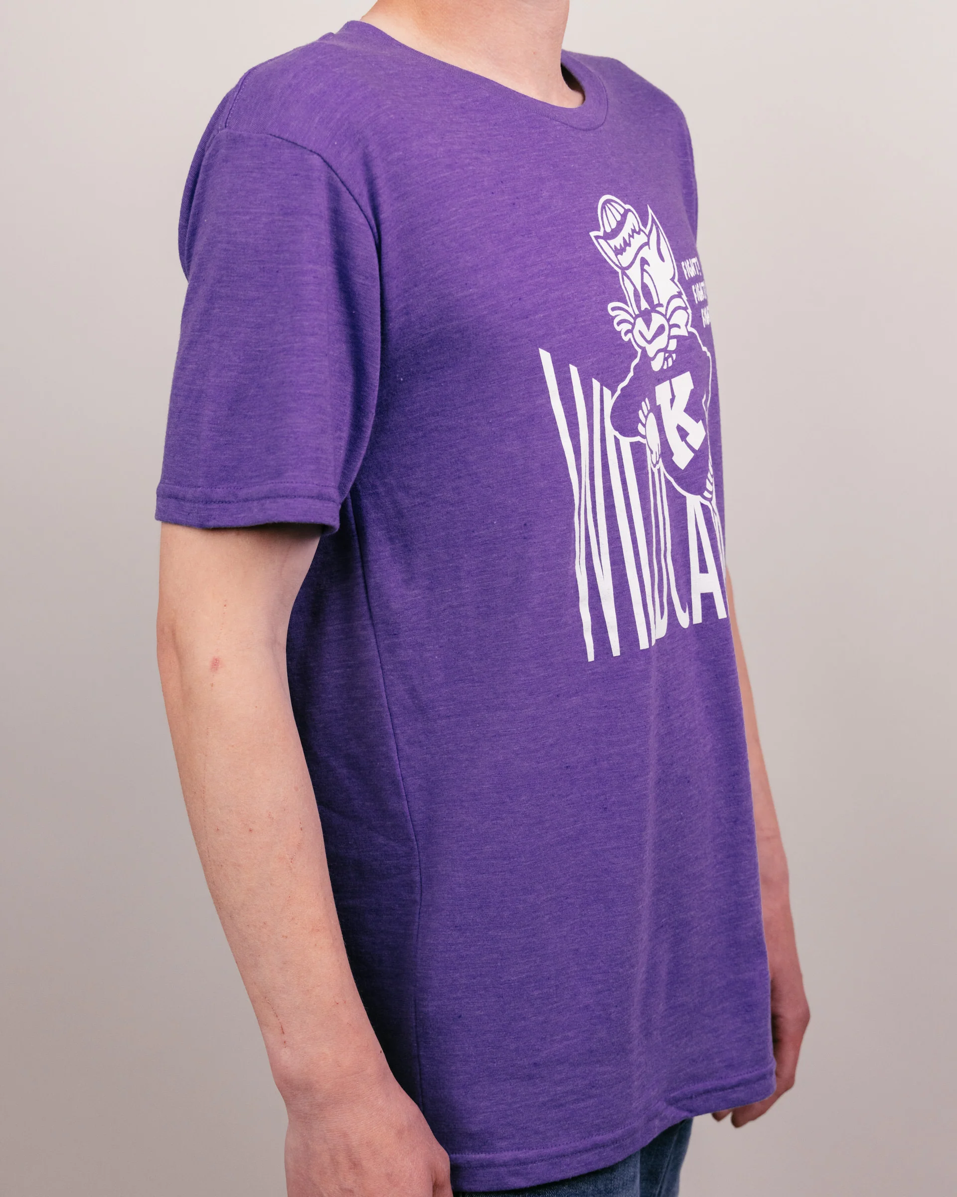 Fight! Leaning K-State Wildcat Purple T-Shirt - Image 3