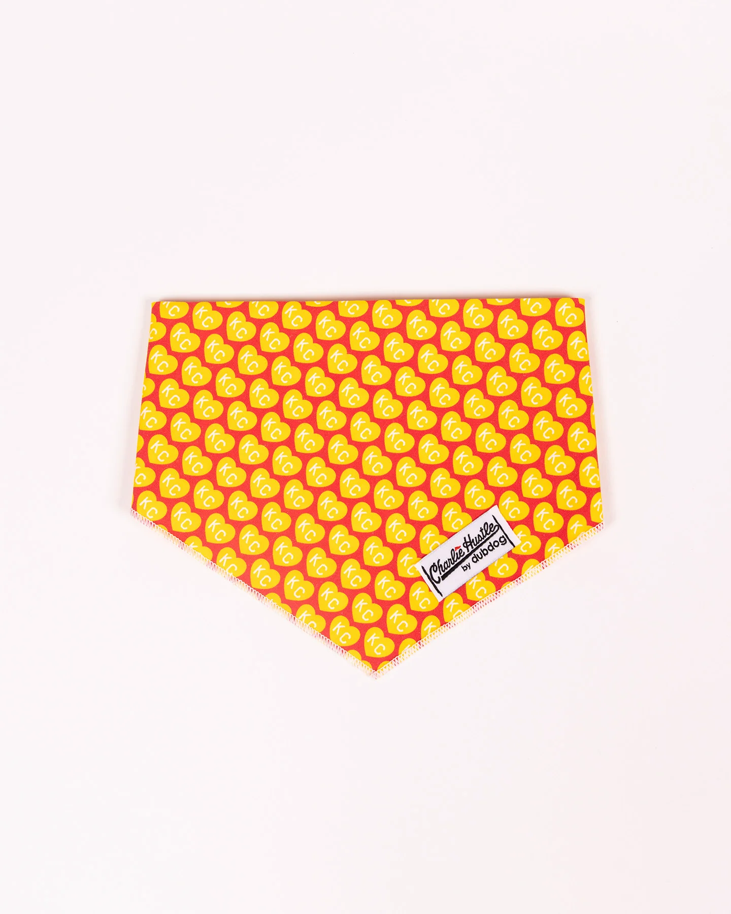 Gold KC Heart Dog Bandana