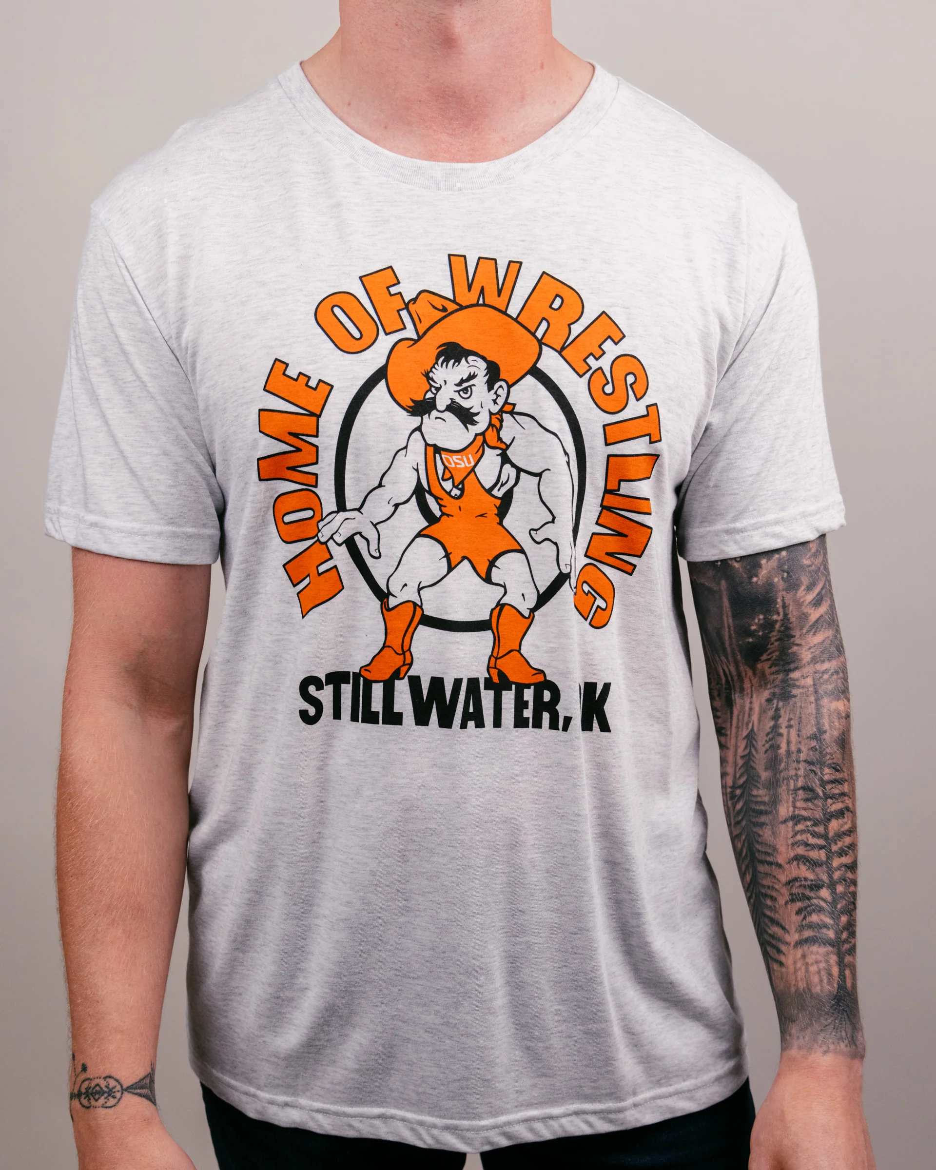 Home of Wrestling Stillwater Ash Grey T-Shirt - Image 2