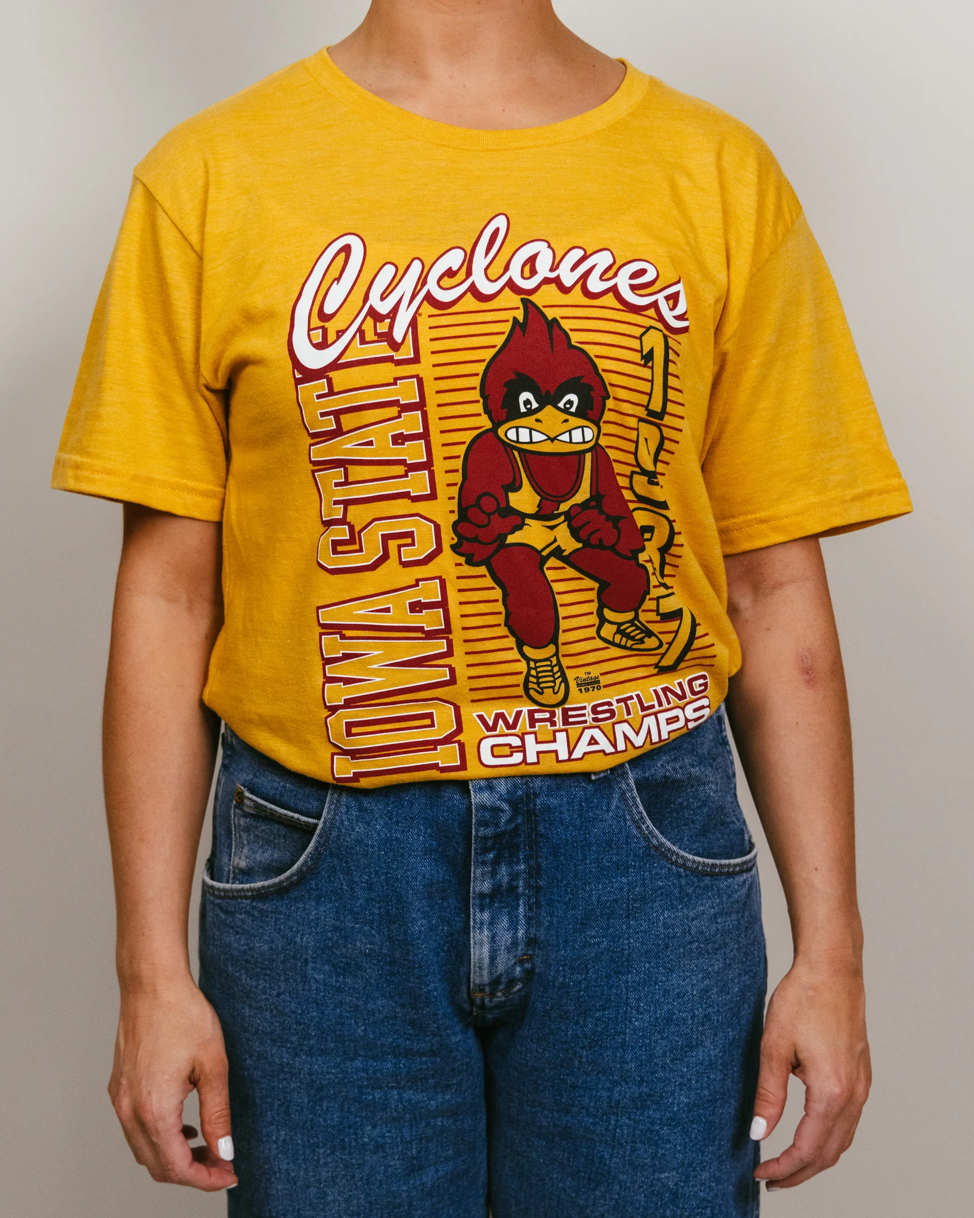 Iowa State Cyclones 1987 Wrestling Gold T-Shirt - Image 2
