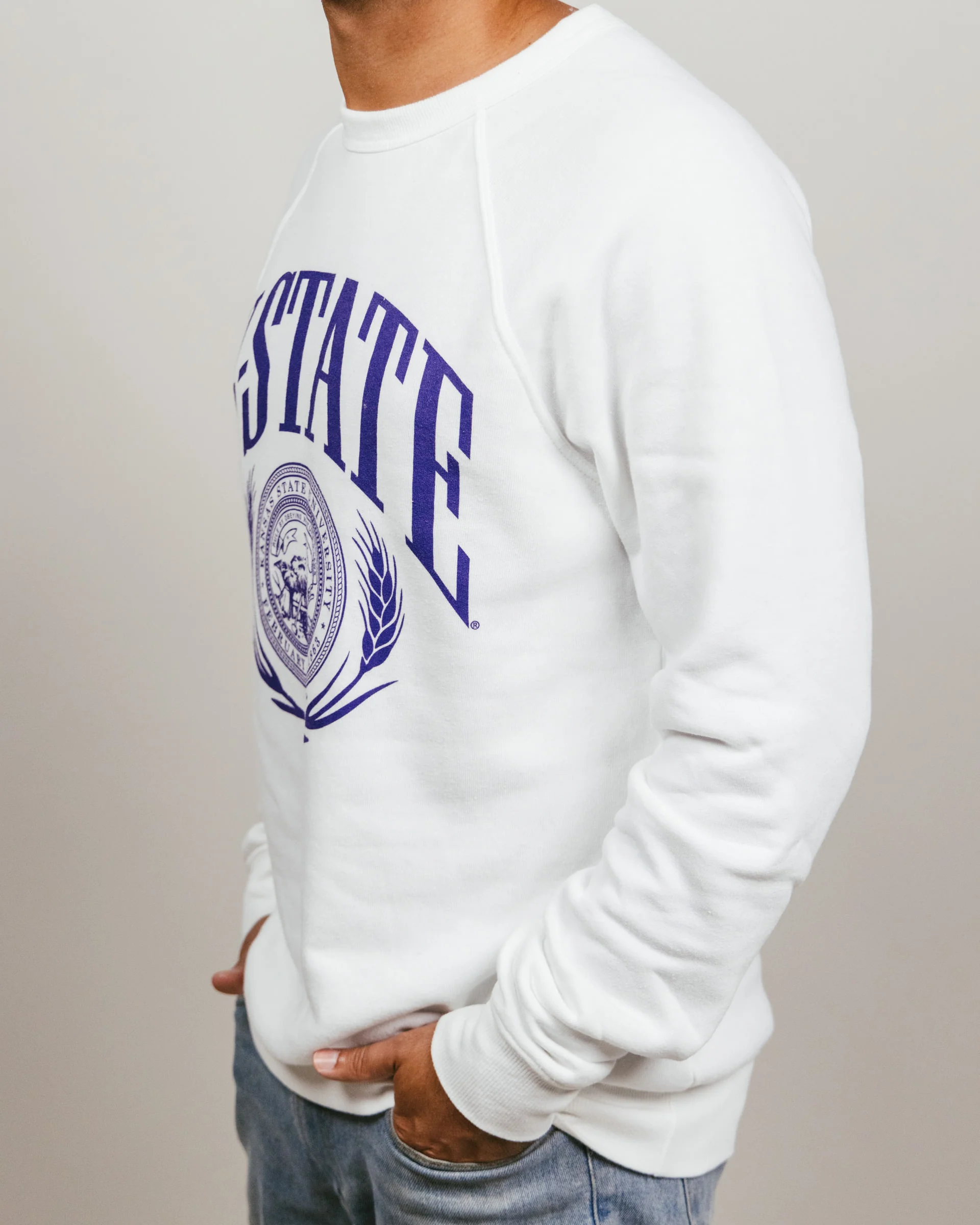 K-State Wildcats Laurel Seal White Crewneck - Image 3