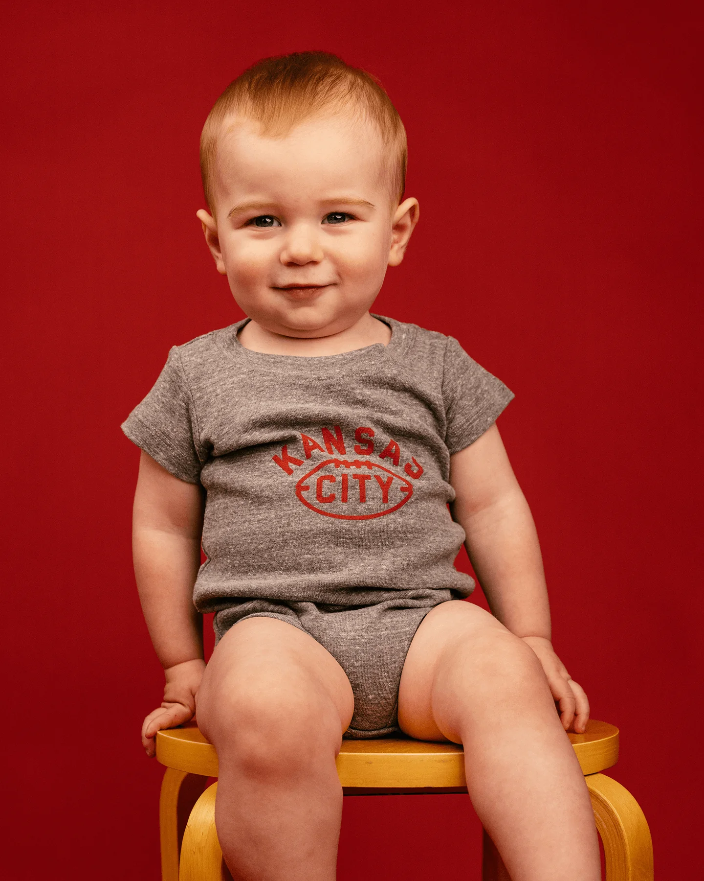 Kansas City Football Vintage Grey Onesie - Image 2