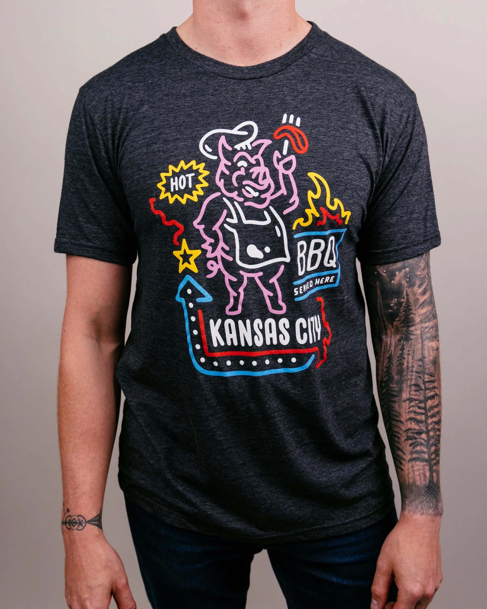 Kansas City Loves BBQ Black T-Shirt - Image 2