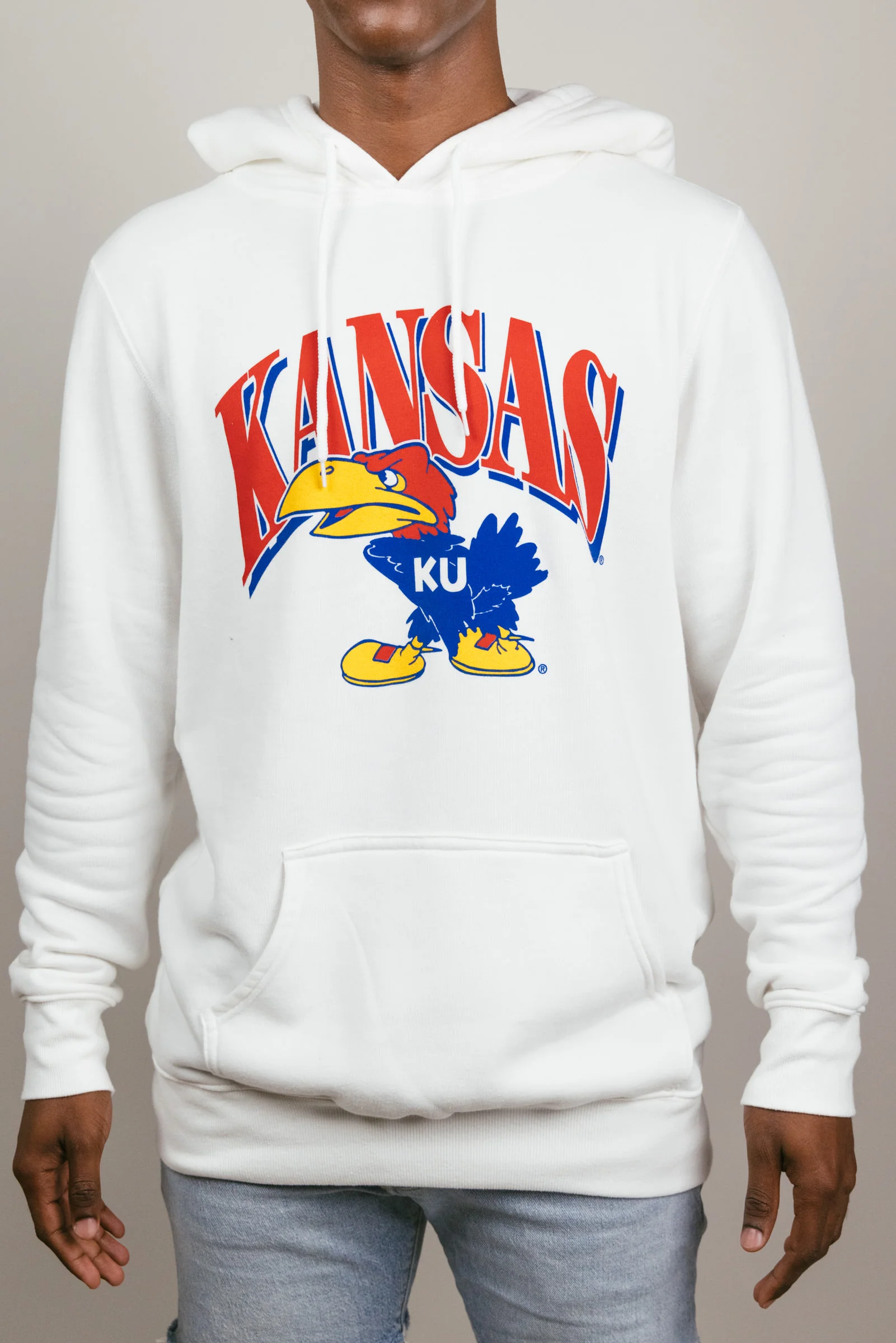 Kansas Jayhawks Logo White Hoodie - Image 2