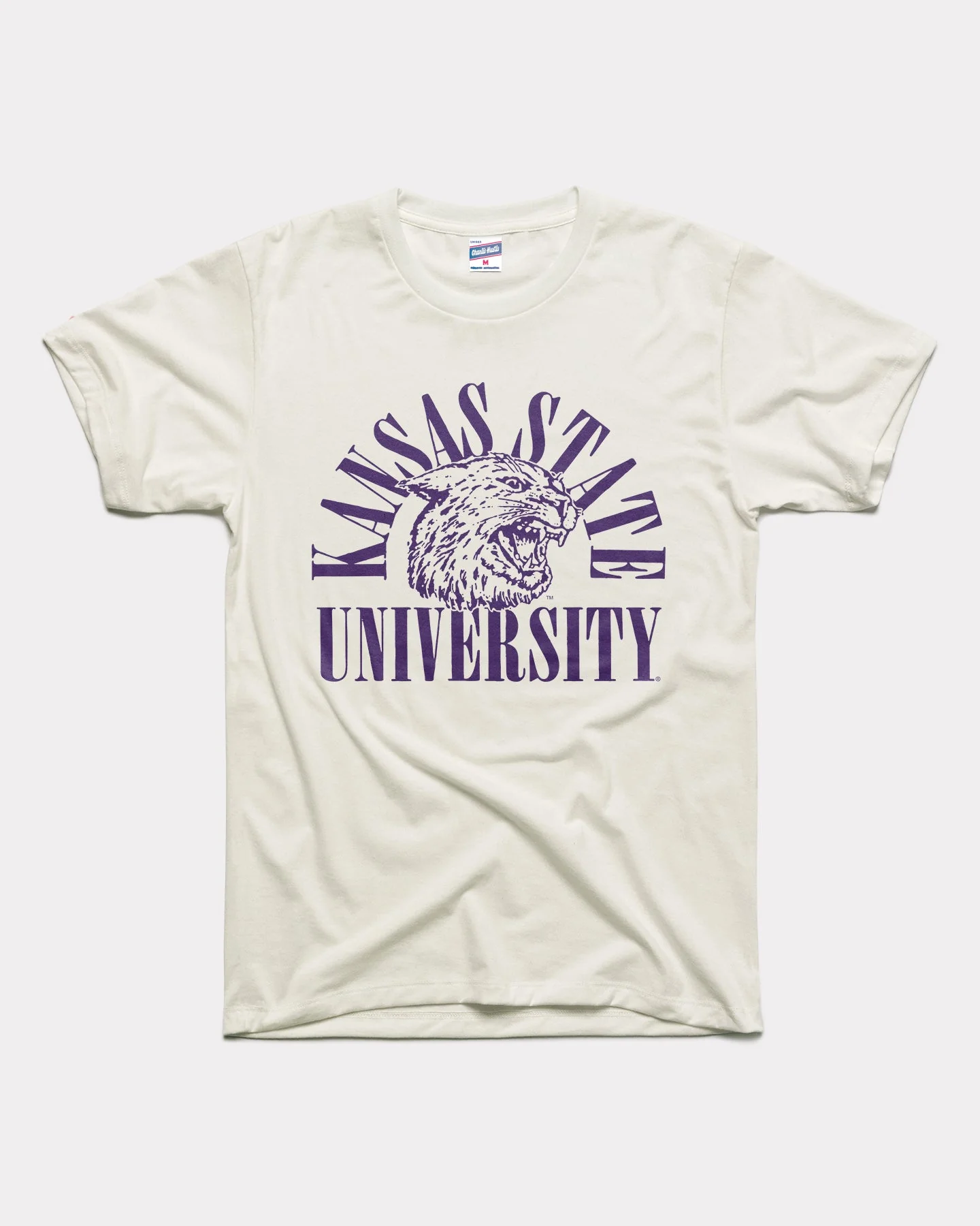 Kansas State Power Cat Arch Vintage White T-Shirt