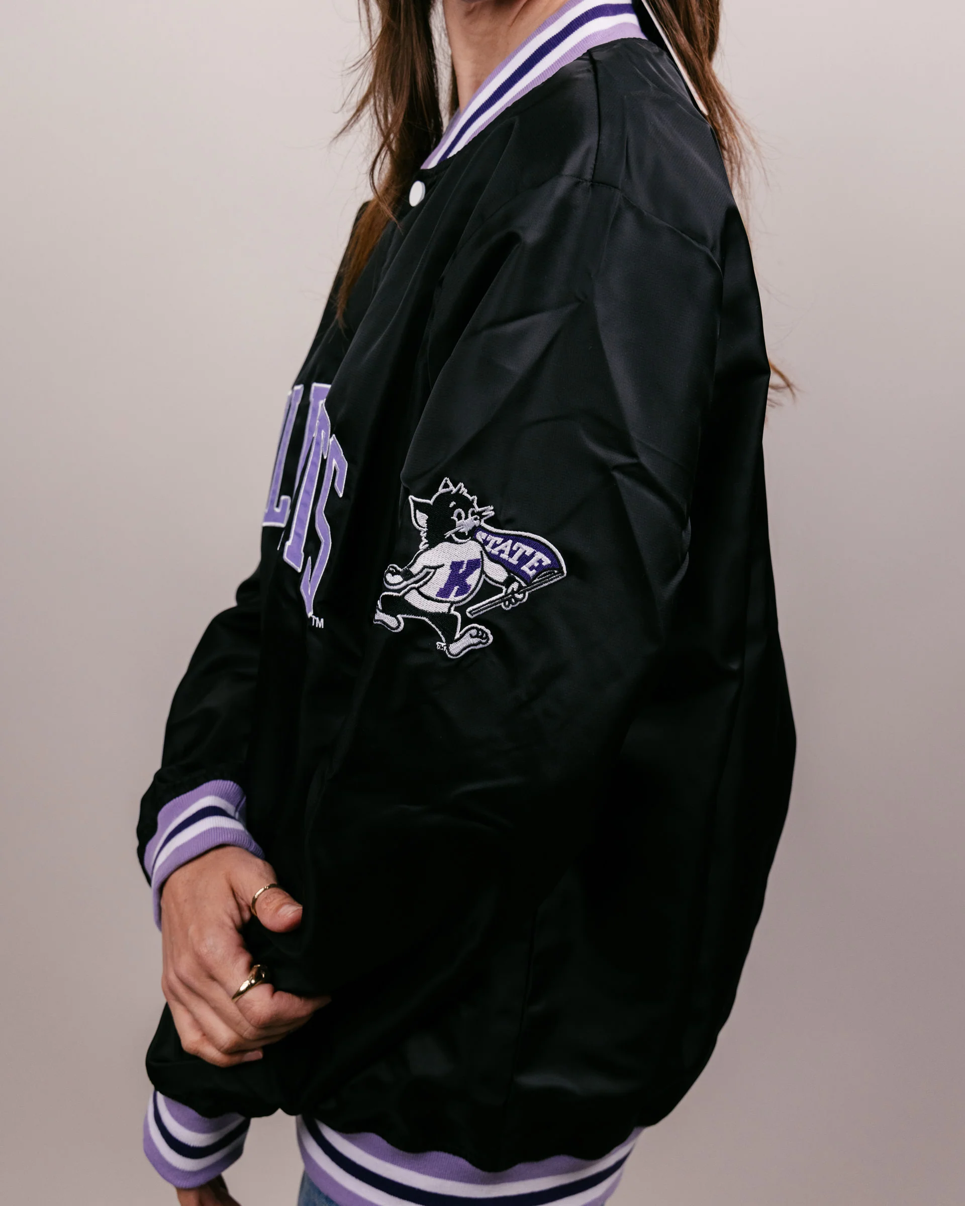 Kansas State Wildcats Black Letterman Jacket - Image 4
