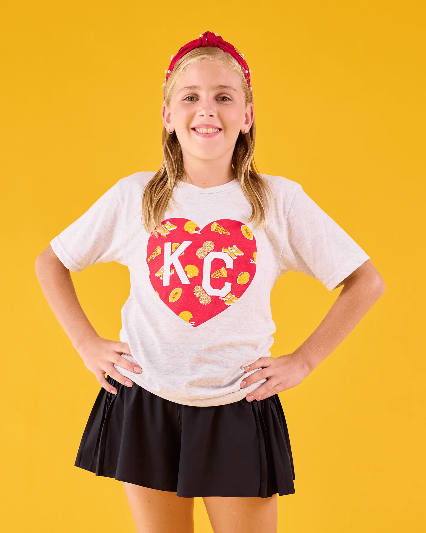 KC Football Heart Ash T-Shirt - Image 2