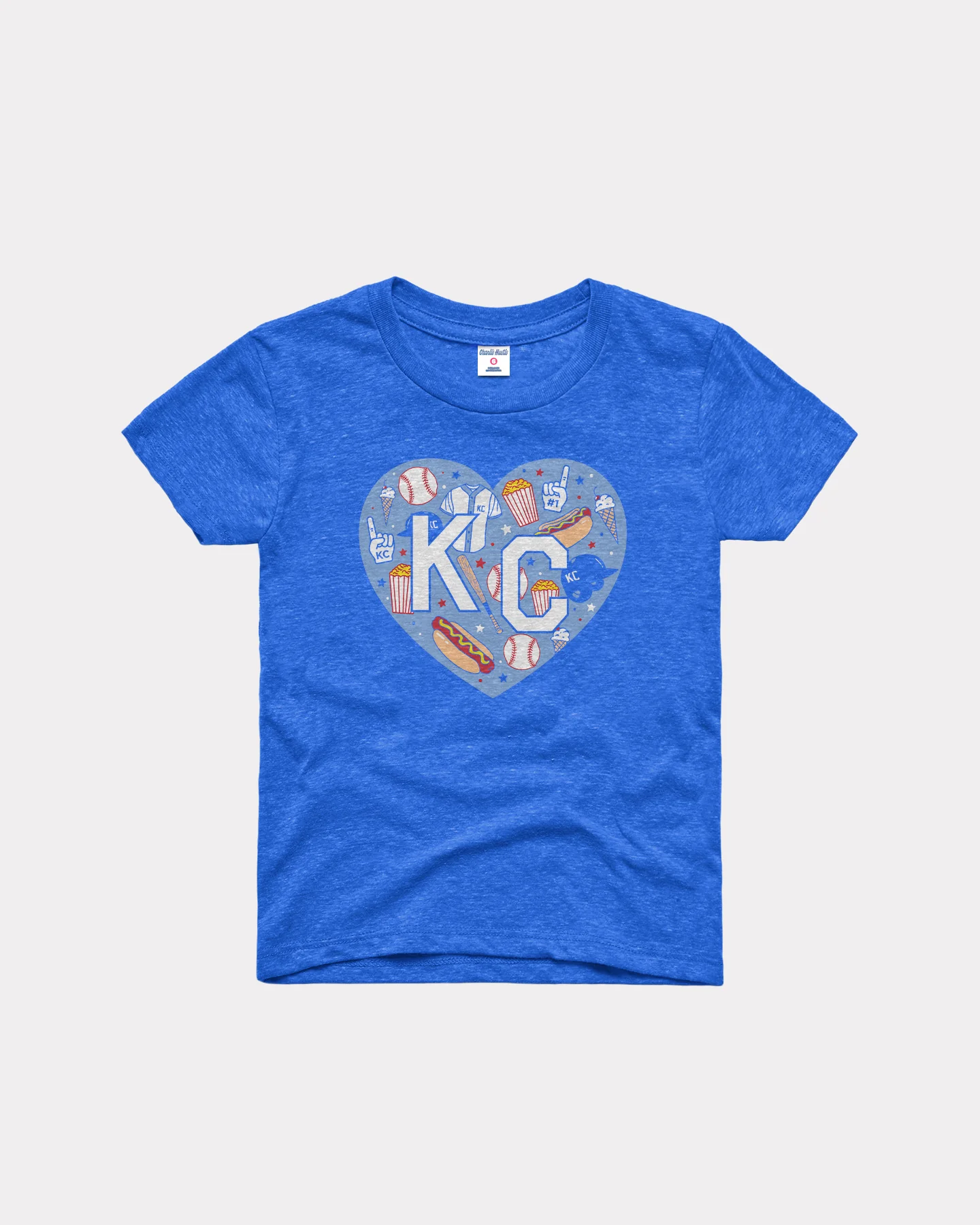 Kids Crown Town KC Heart Heather Royal T-Shirt
