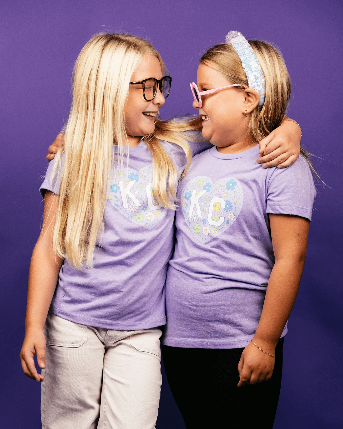 Kids Floral KC Heart Lavender T-Shirt - Image 2