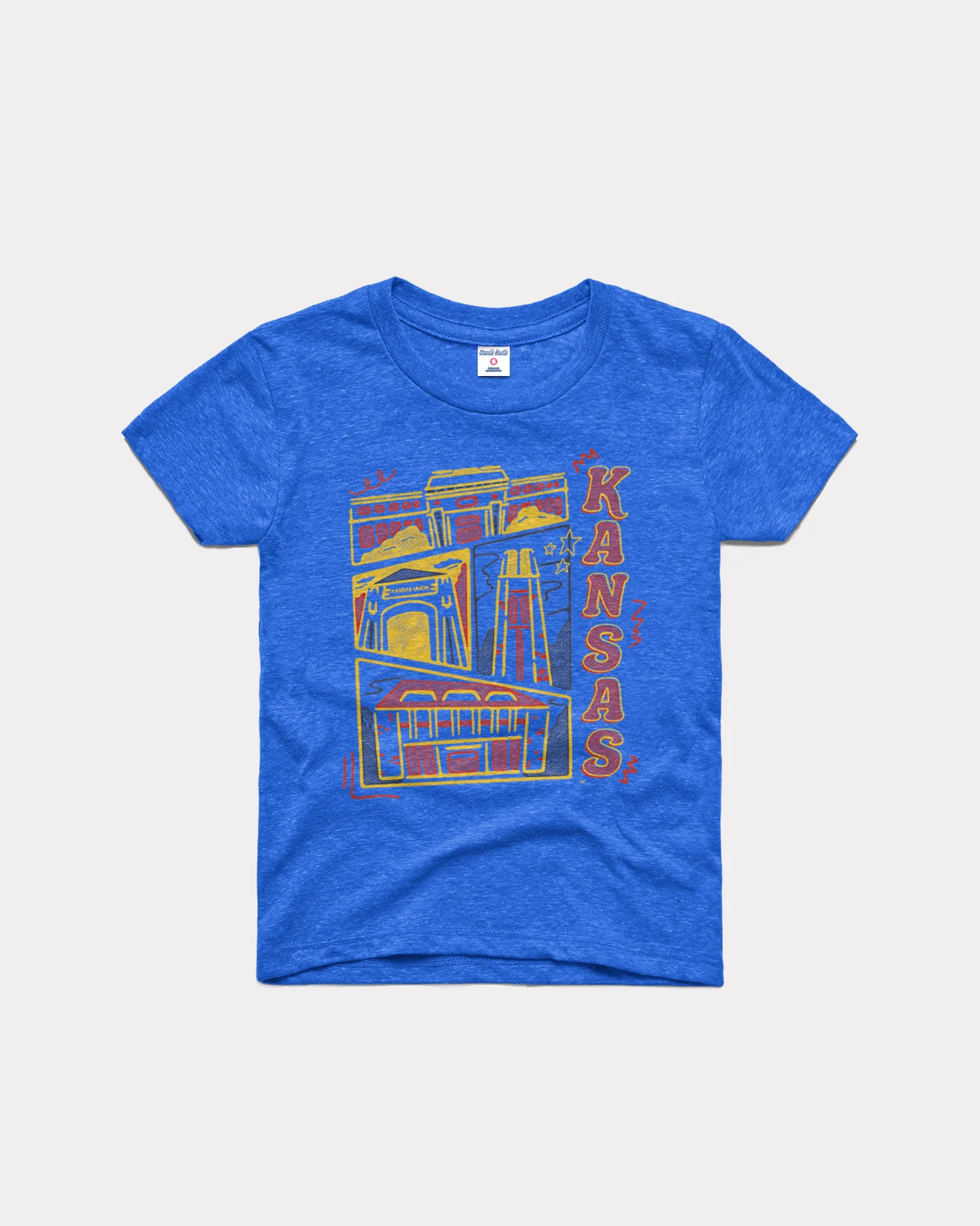 Kids Kansas Campus Landmarks Heather Royal T-Shirt
