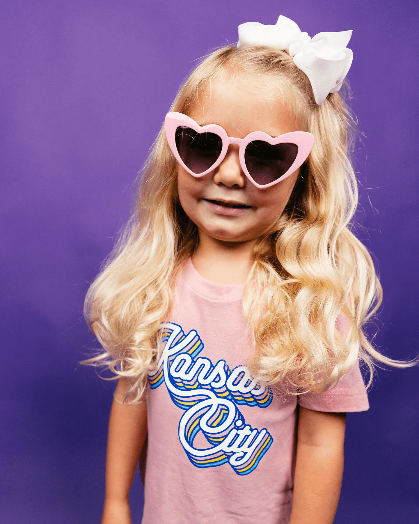 Kids Kansas City Script Vintage Pink T-Shirt - Image 3