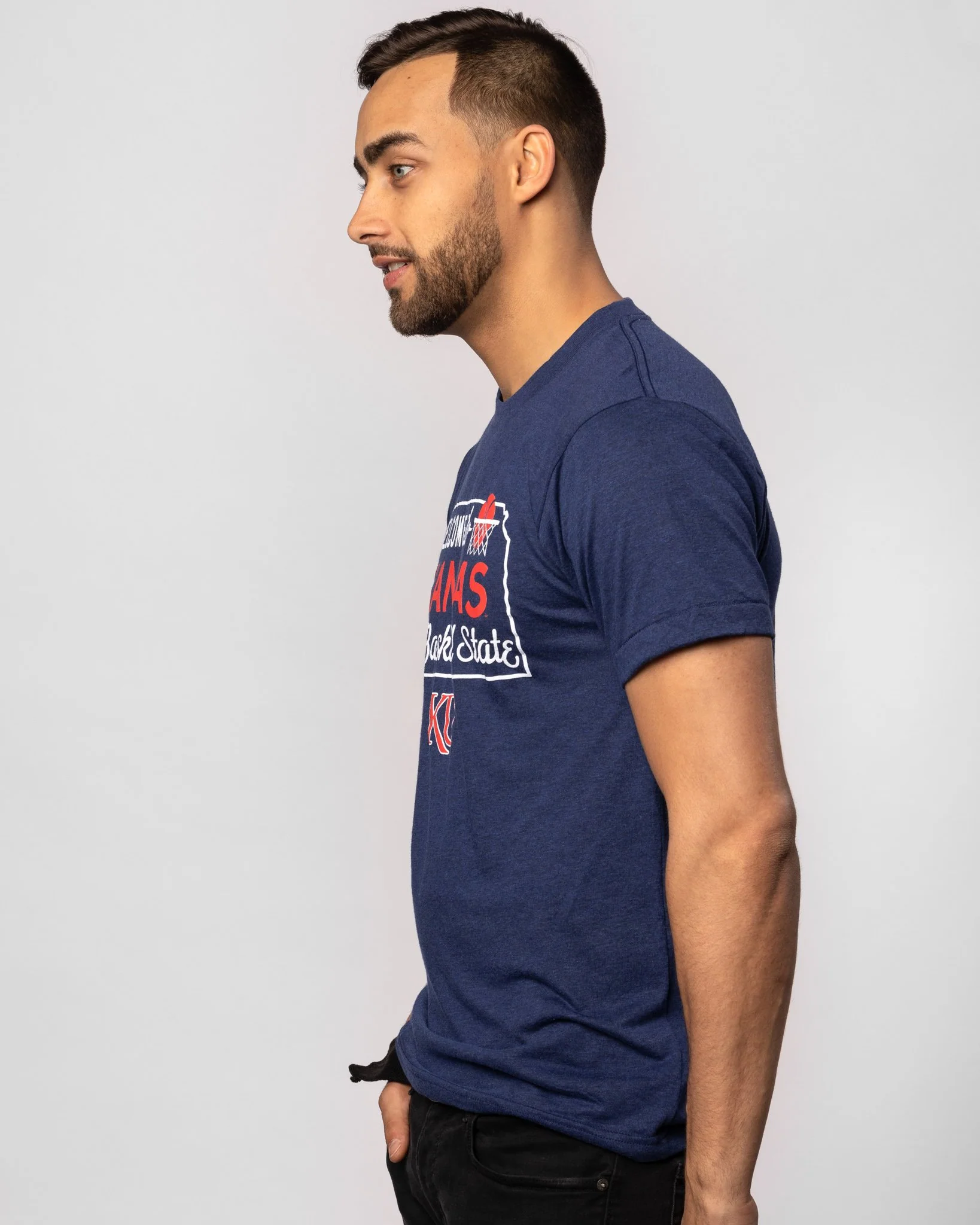 Kansas Jayhawks Basketball State Navy T-Shirt - Image 4