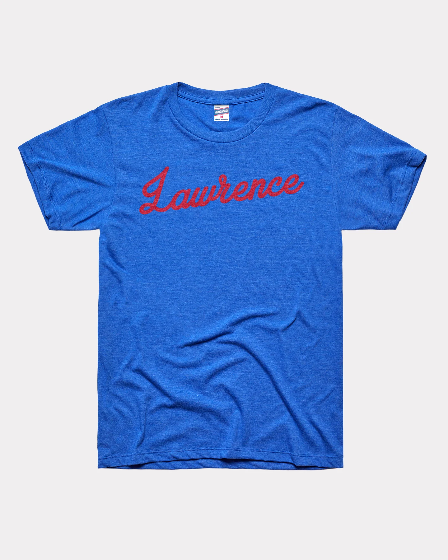 Lawrence Kansas Script Heather Royal T-Shirt