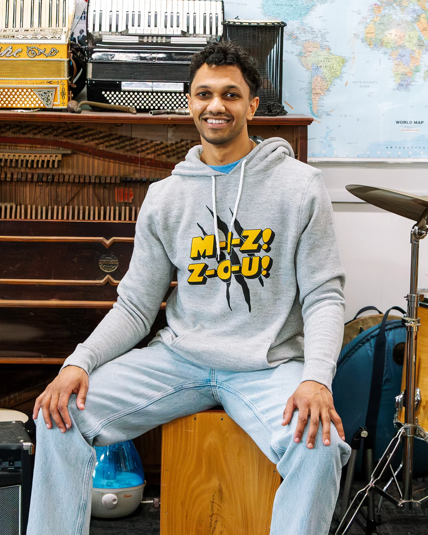 M-I-Z Z-O-U! Chant Athletic Grey Hoodie - Image 2