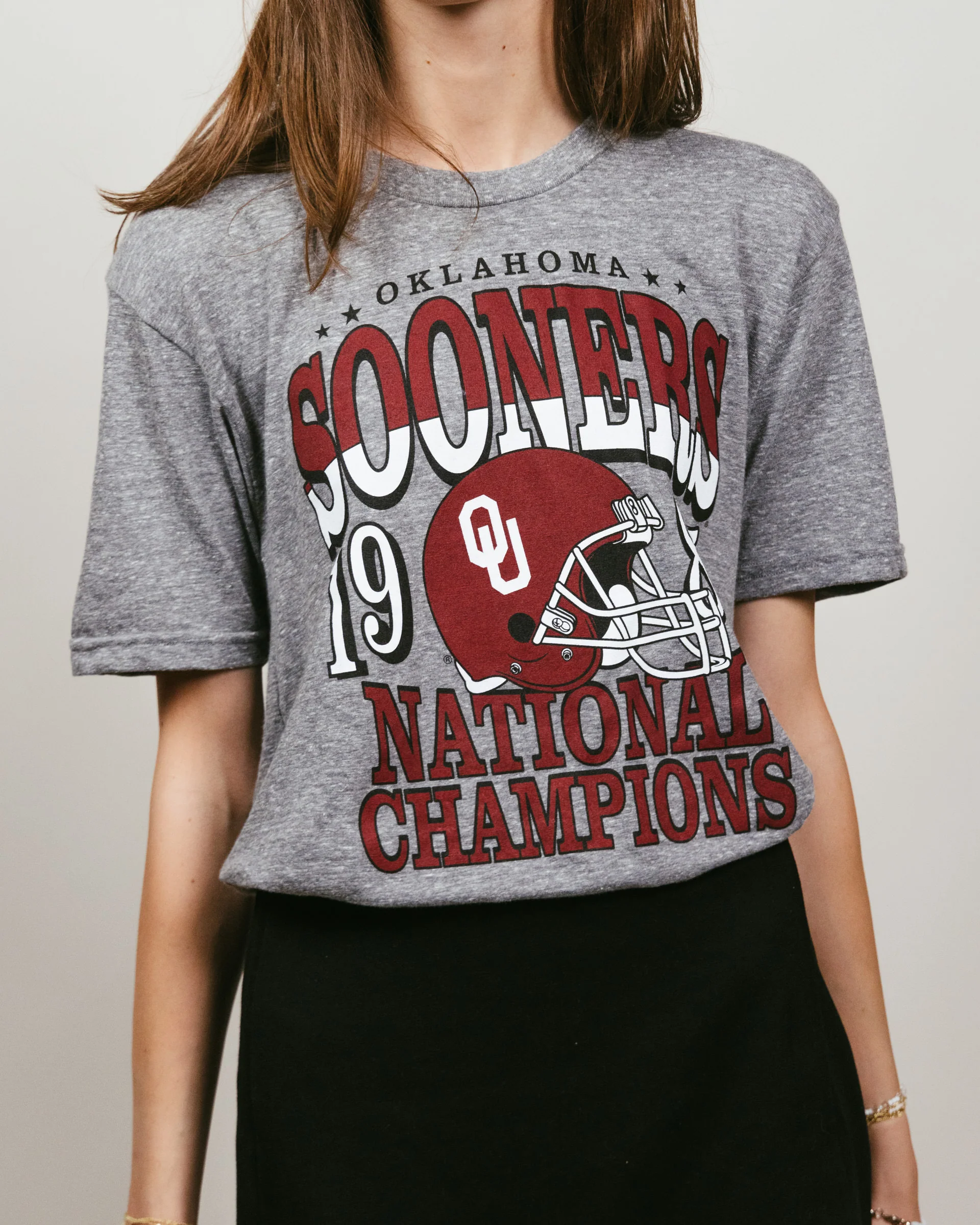 OU Sooners 1985 Football Vintage Grey T-Shirt - Image 2