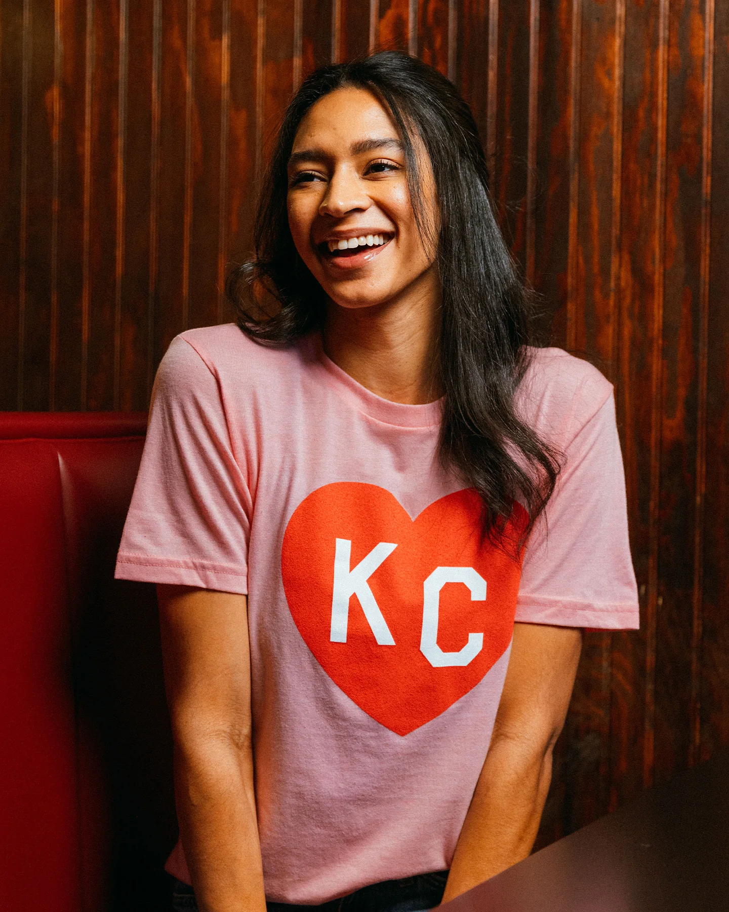 Pink & Red Unisex KC Heart T-Shirt - Image 2
