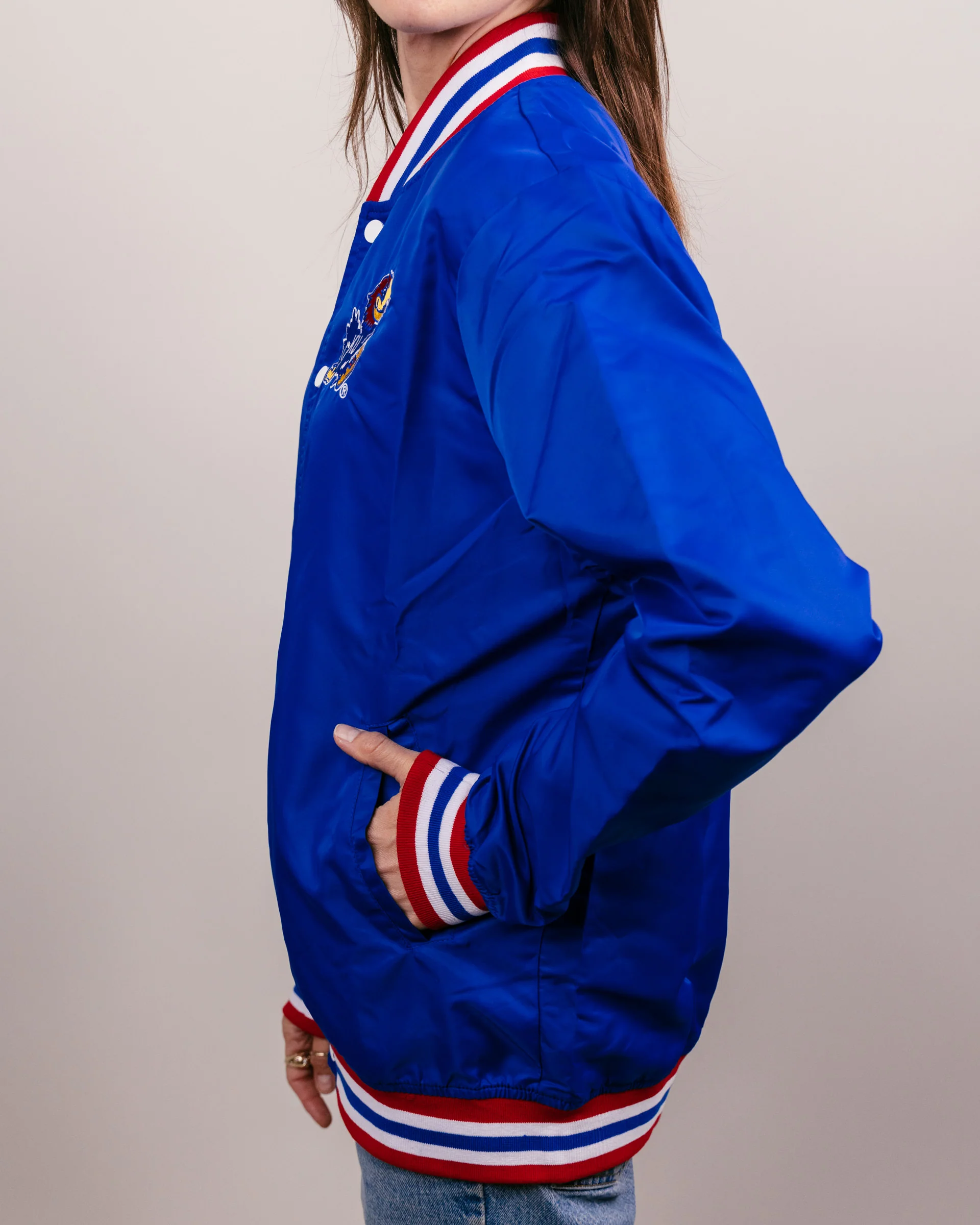 Rock Chalk Jayhawk KU Royal Blue Letterman Jacket - Image 4