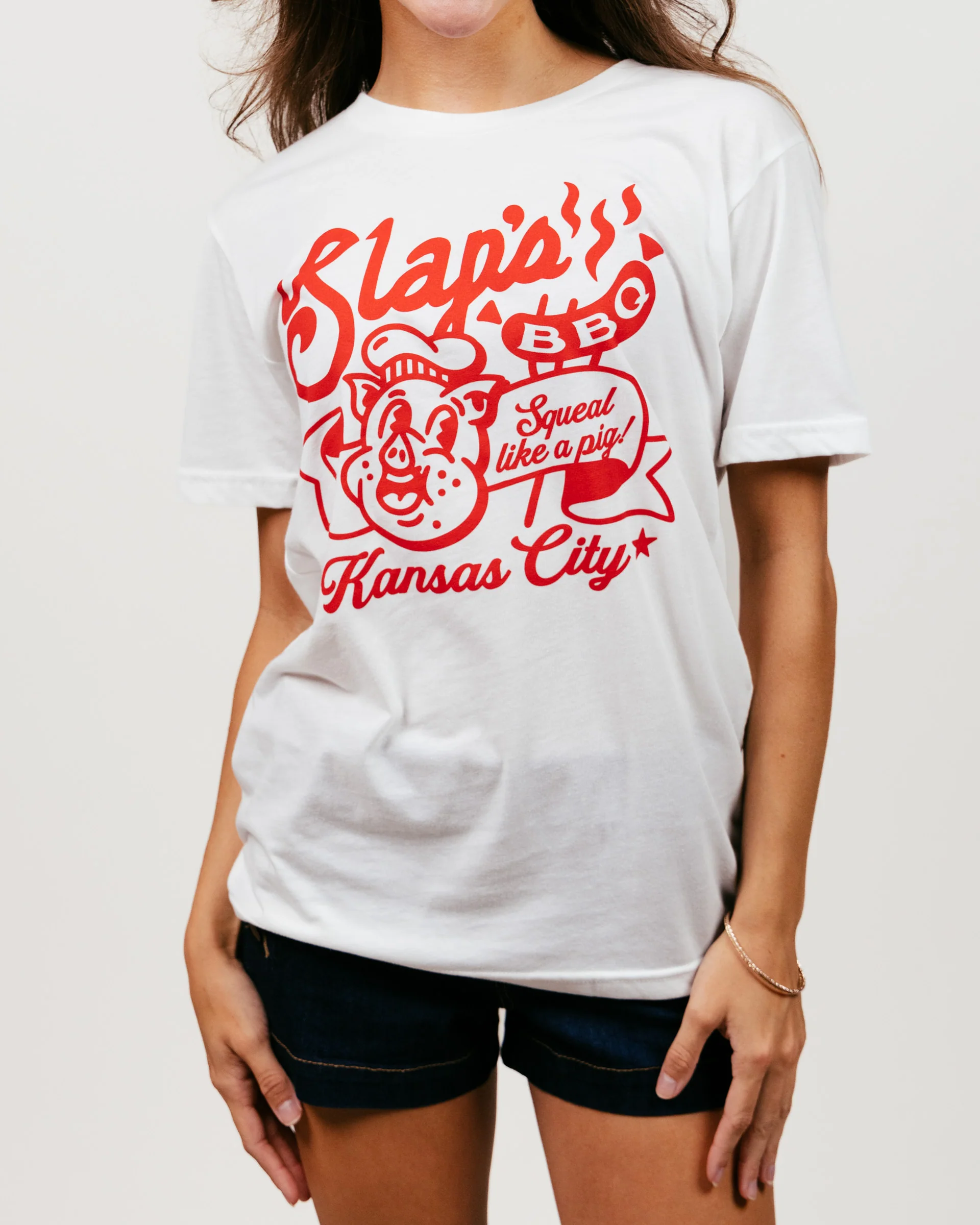Slaps BBQ Squeal Like A Pig Vintage White T-Shirt - Image 2