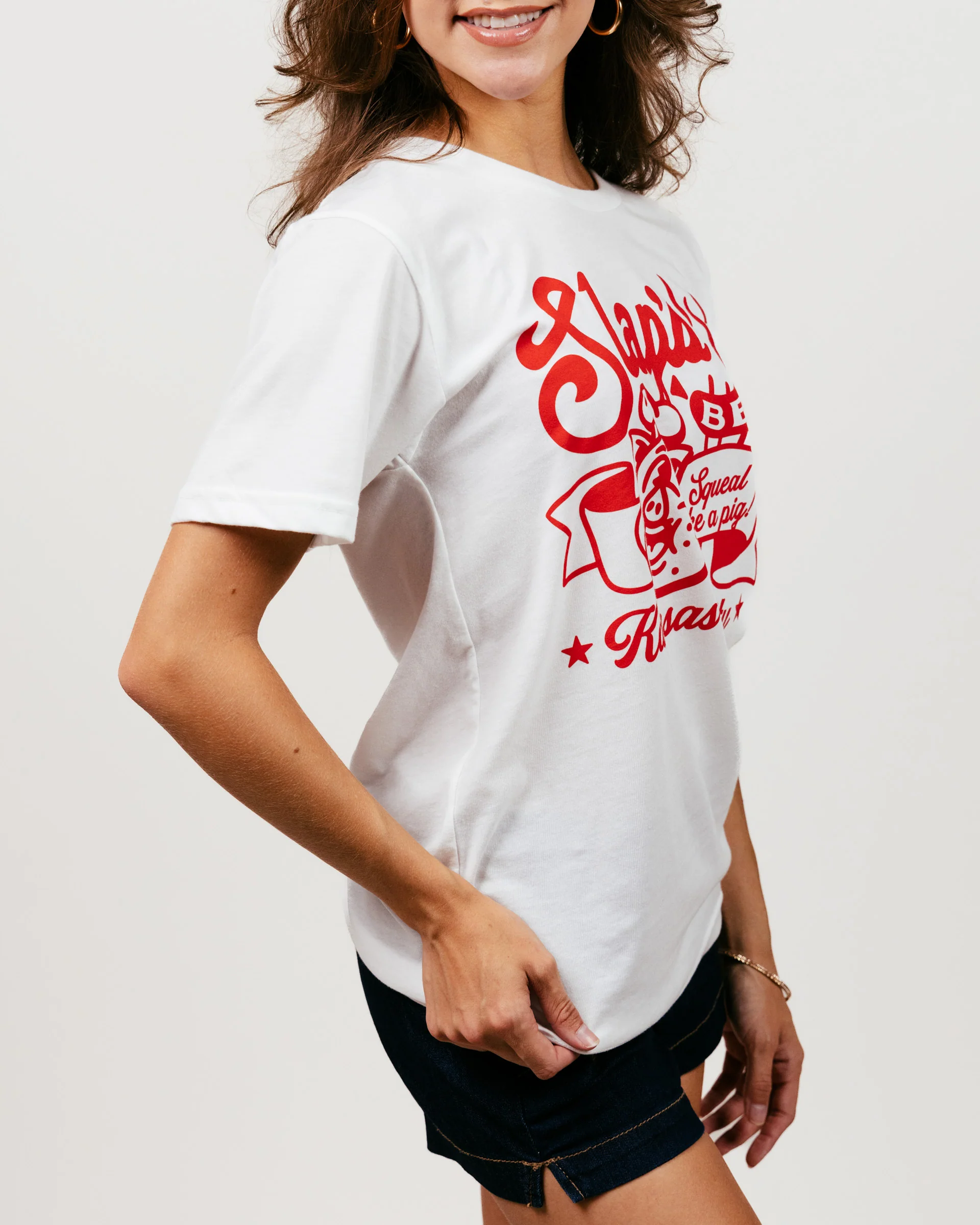 Slaps BBQ Squeal Like A Pig Vintage White T-Shirt - Image 3