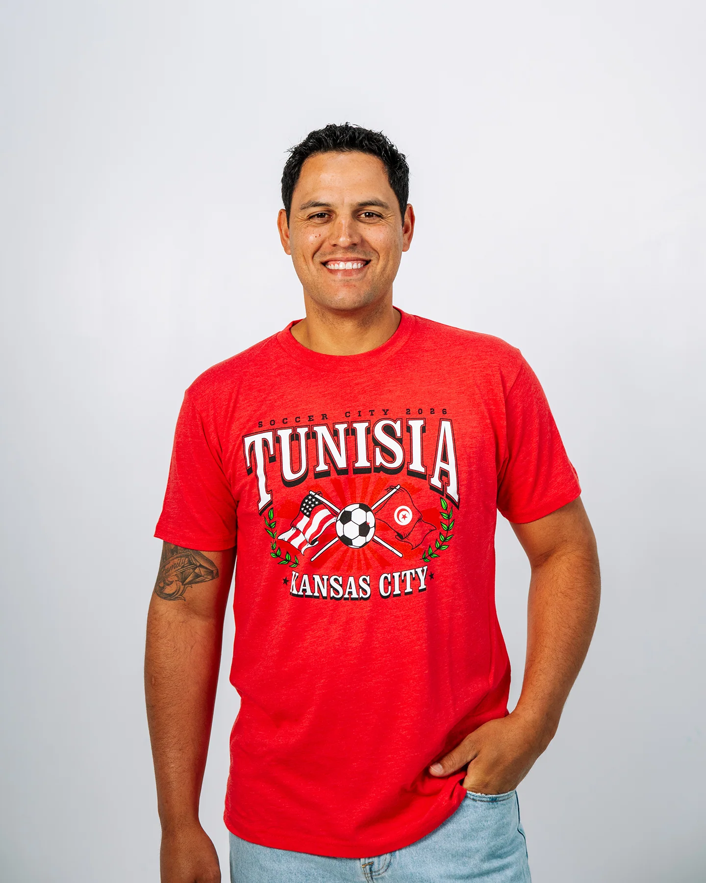 Tunisia Soccer City 2026 Heather Red T-Shirt - Image 2