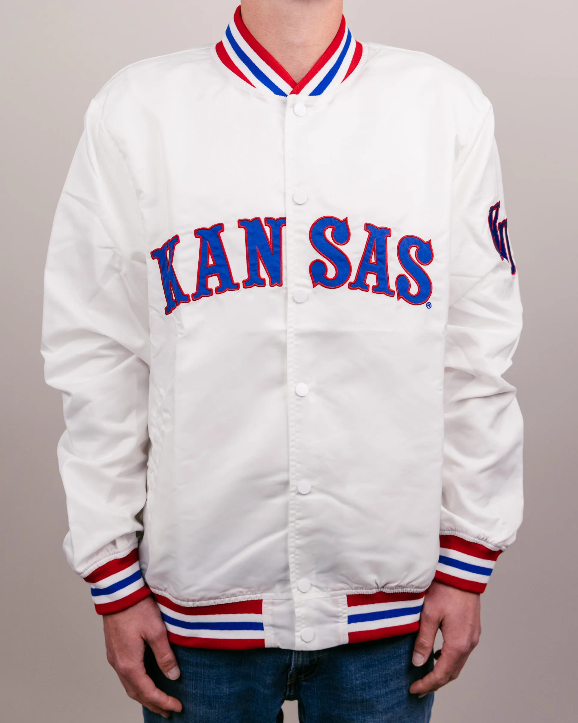 University of Kansas Arch White Letterman Jacket - Image 3