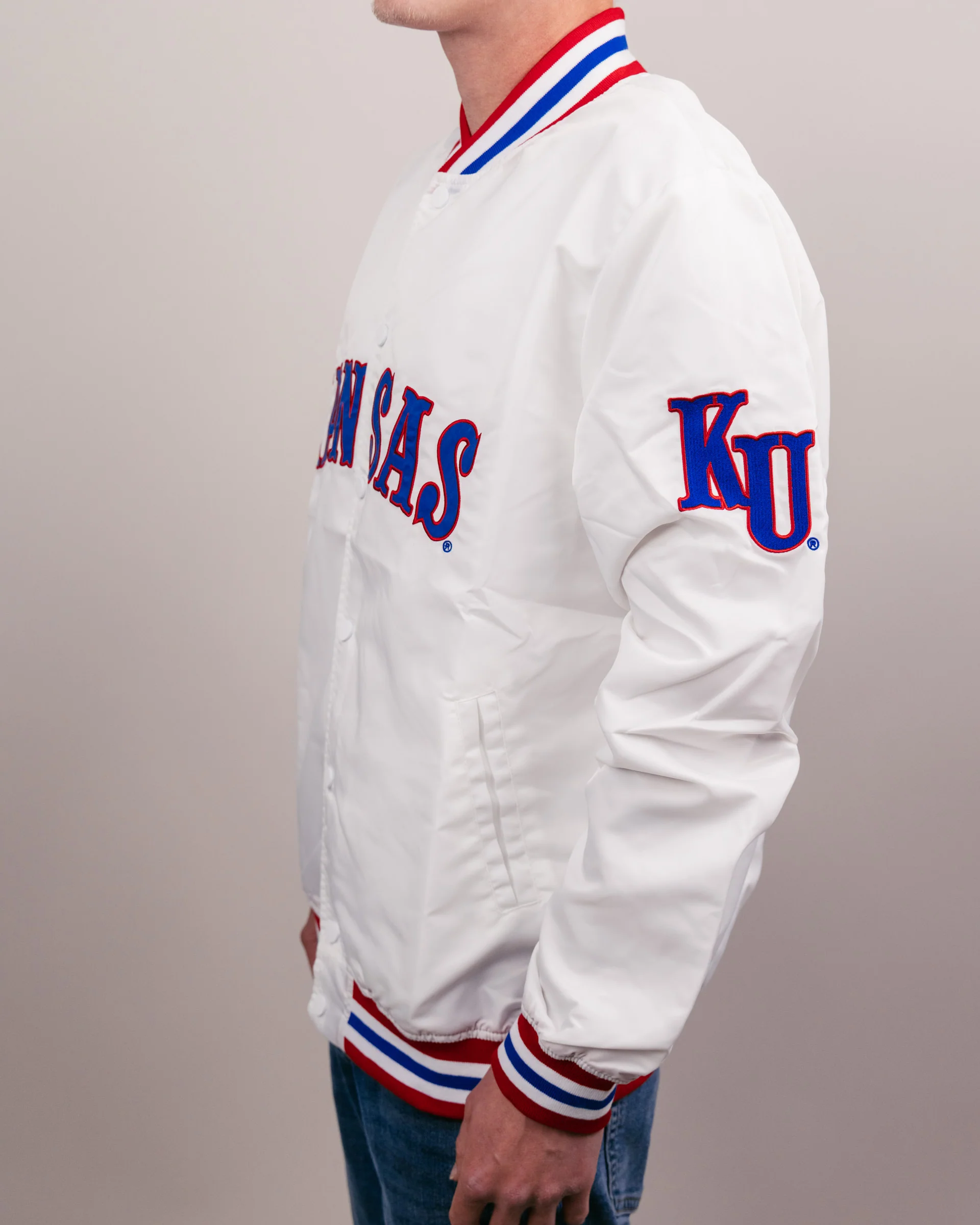 University of Kansas Arch White Letterman Jacket - Image 4