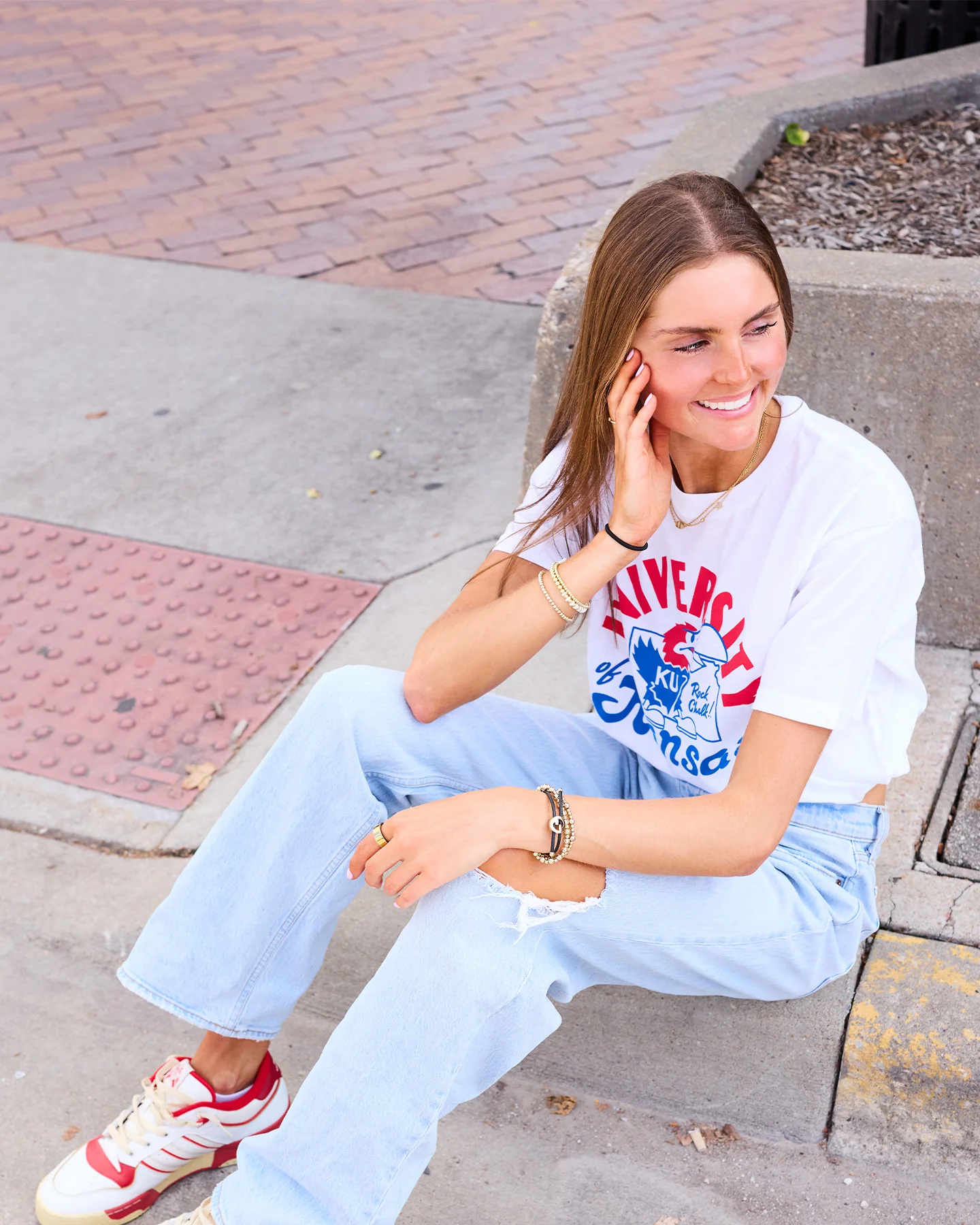 University of Kansas Outline White T-Shirt - Image 2