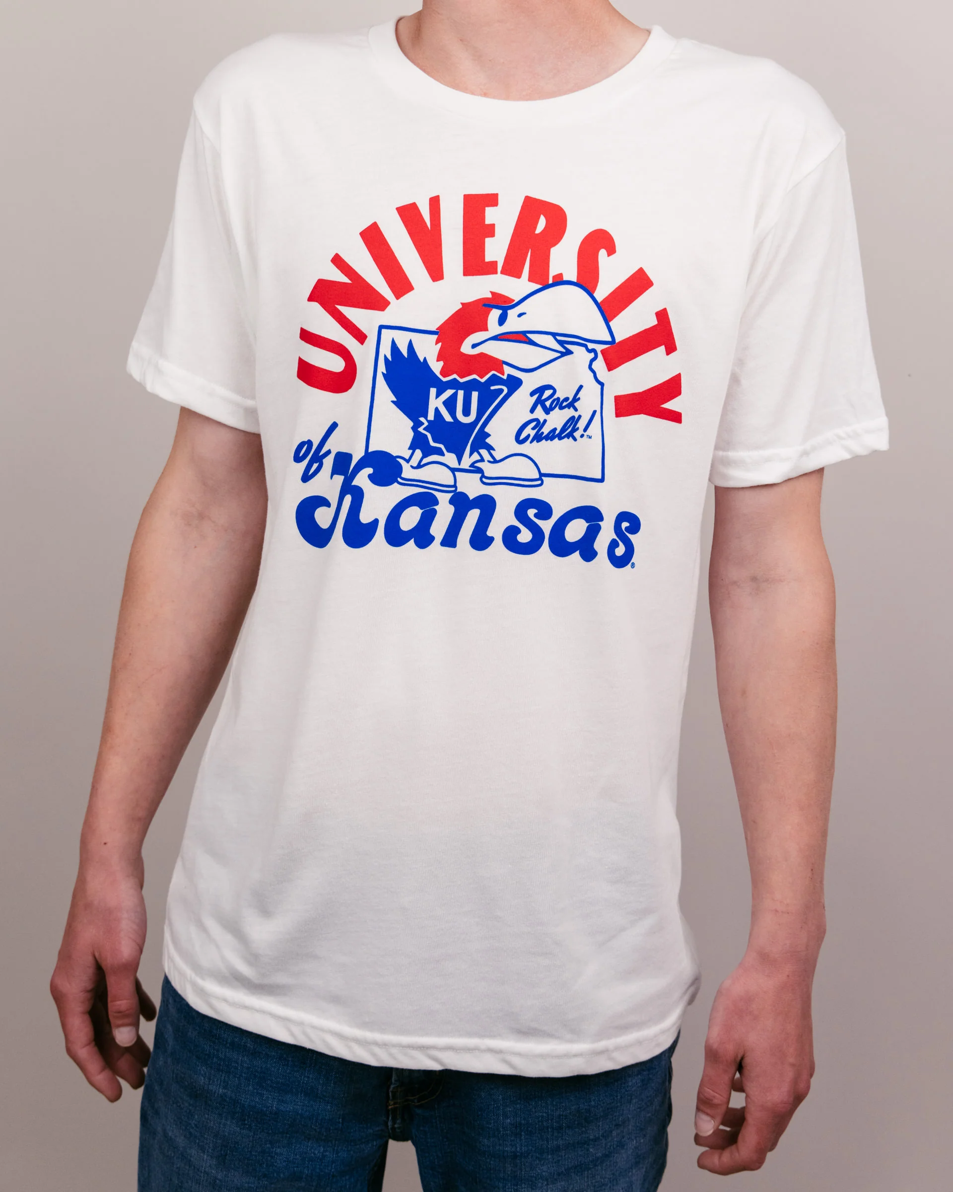 University of Kansas Outline White T-Shirt - Image 3