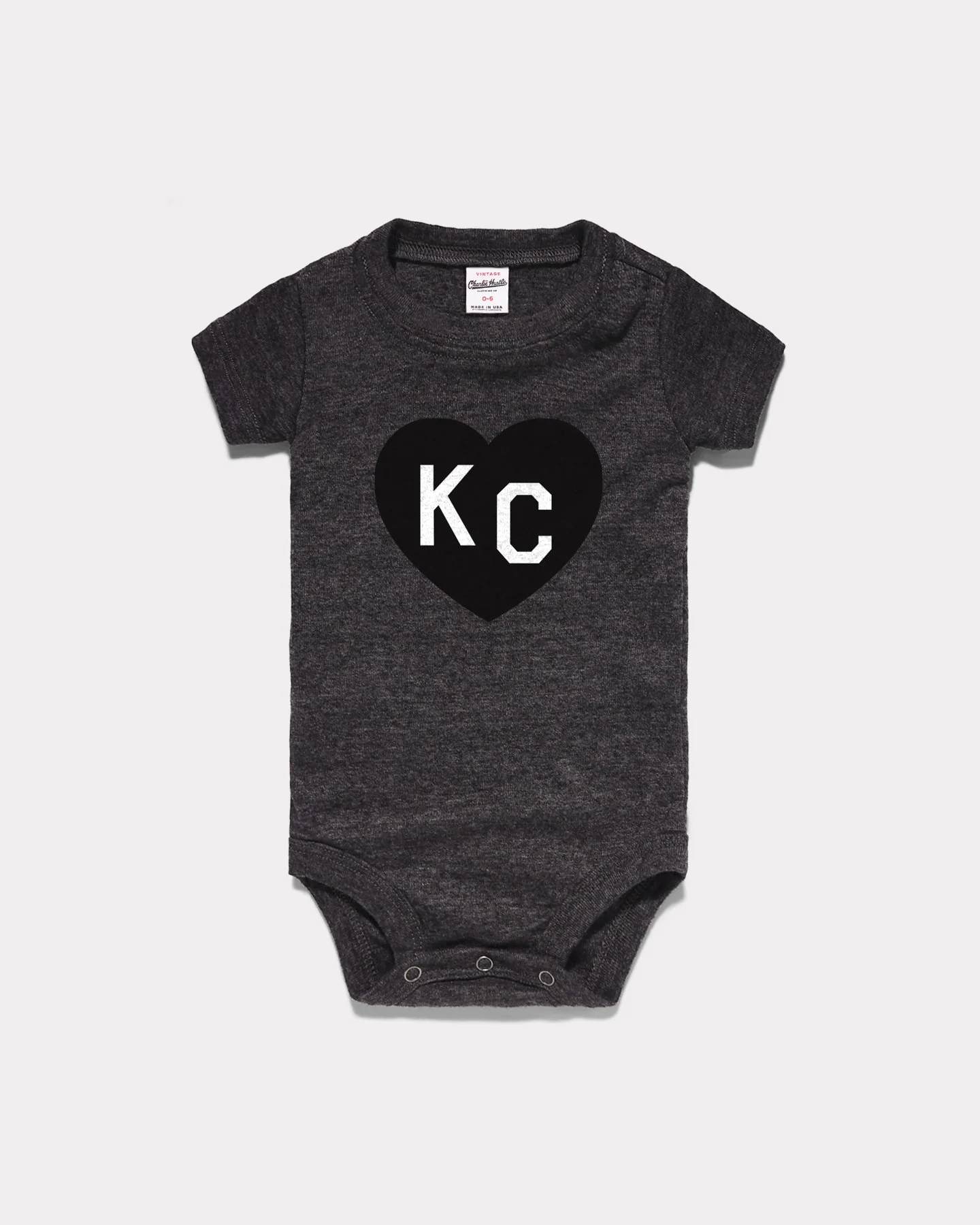 Vintage Black Classic KC Heart Onesie
