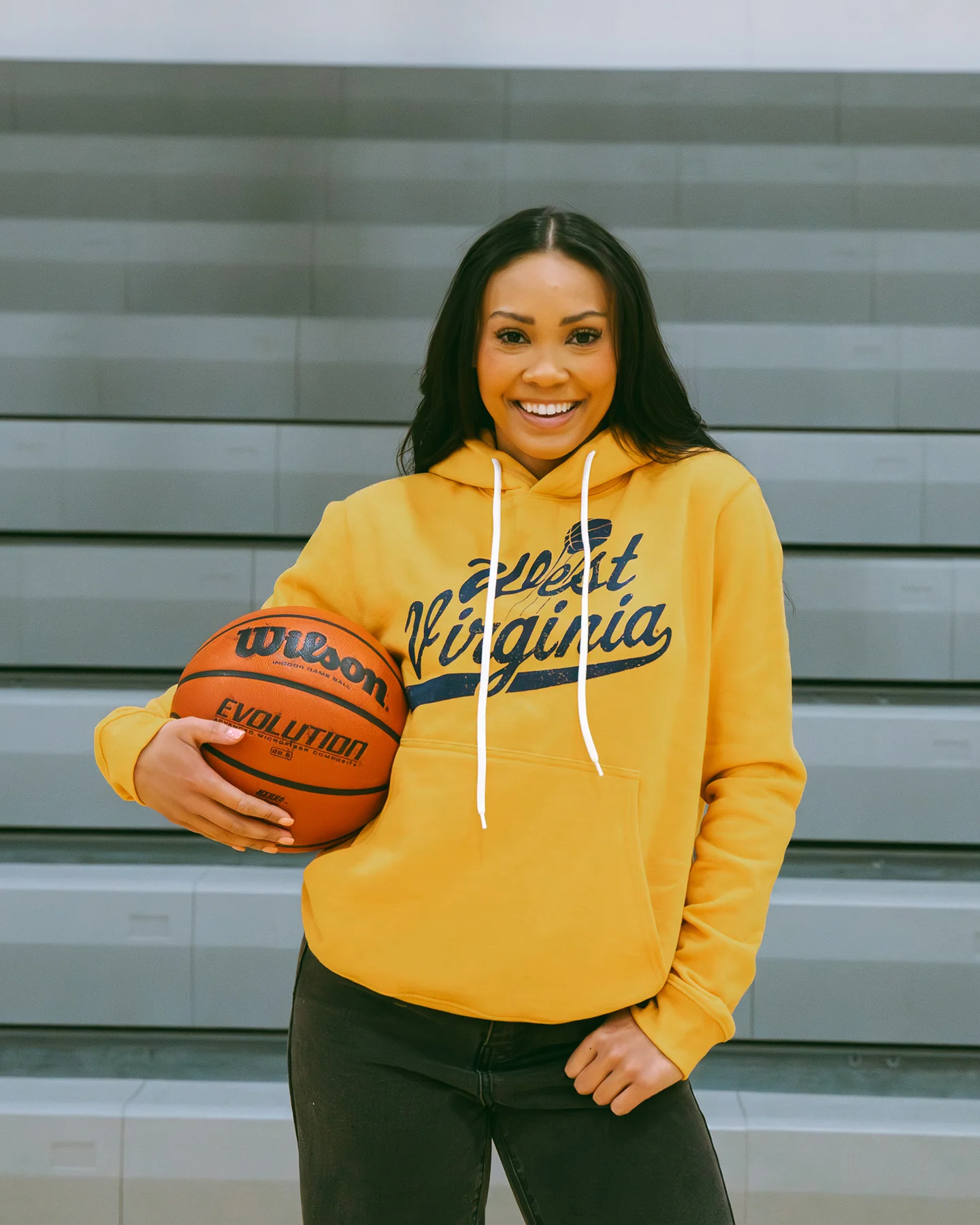 West Virginia Basketball Script Gold Hoodie