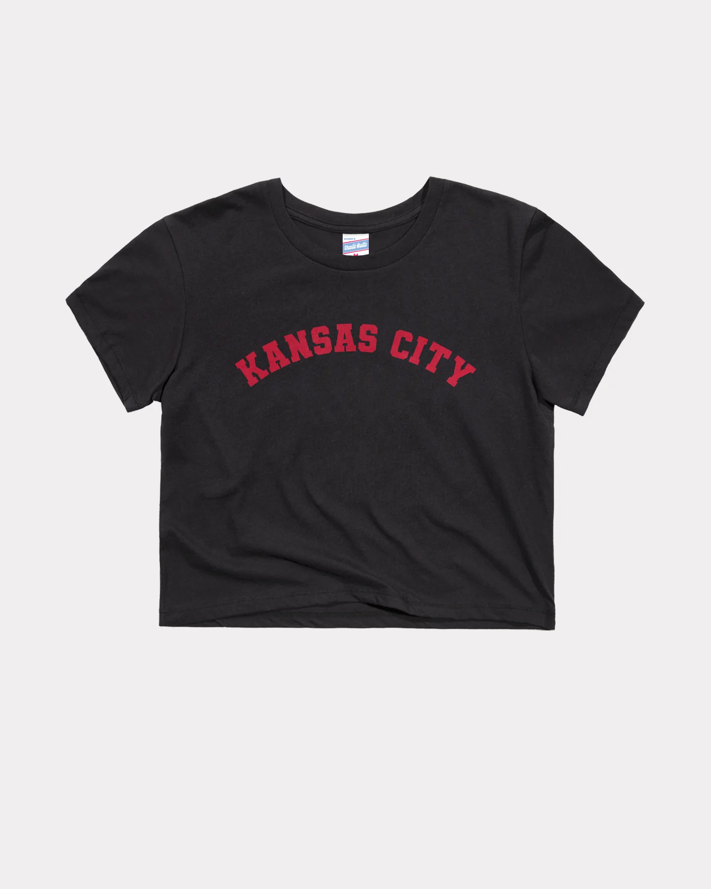 Women's Kansas City Arched Puff Ink Black Crop Top